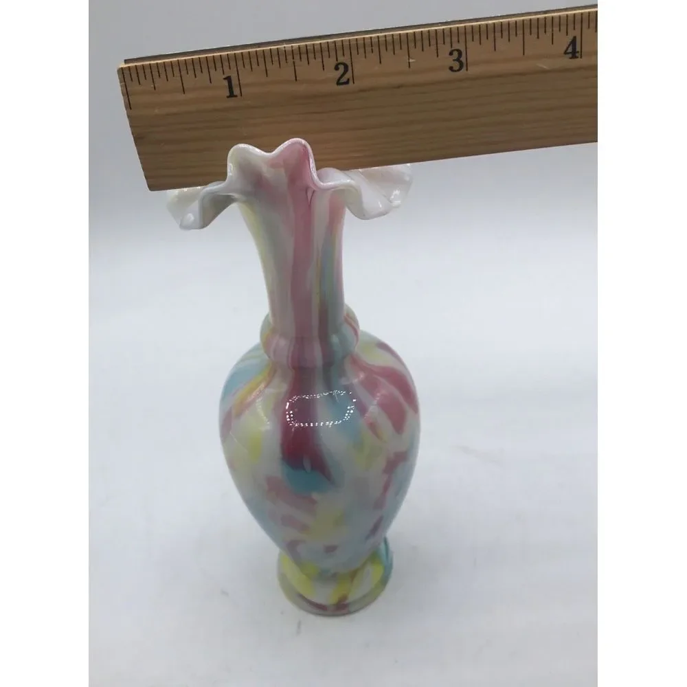 Victorian End‎ Of Day Blown Pastel Spatter Splatter Vase 7